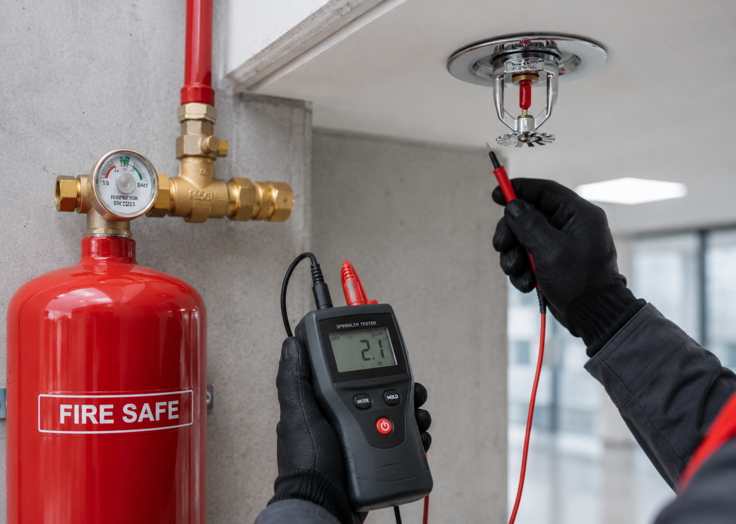 Fire extinguisher and sprinkler testing equipment